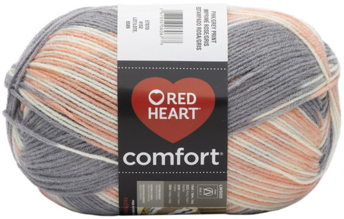 Red Heart Comfort Yarn-Pink & Grey Print E707D-4152 - 067898060677