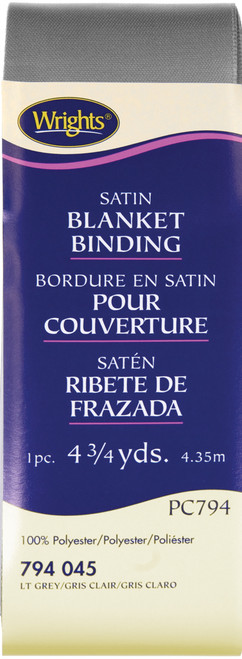Wrights Single Fold Satin Blanket Binding 2"X4.75yd-Light Gray - 117-794-045 - 070659724572