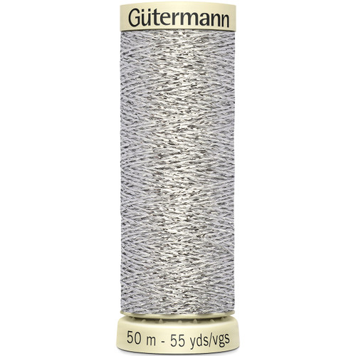 Gutermann Sparkle Metallic Thread 50m/55yd-Silver - 744611-41 - 077780007659