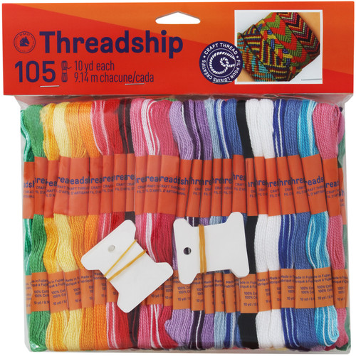 DMC Threadship Craft Thread Jumbo Pack 10 yard 105/Pkg-Assorted Colors 14951 - 077540149513