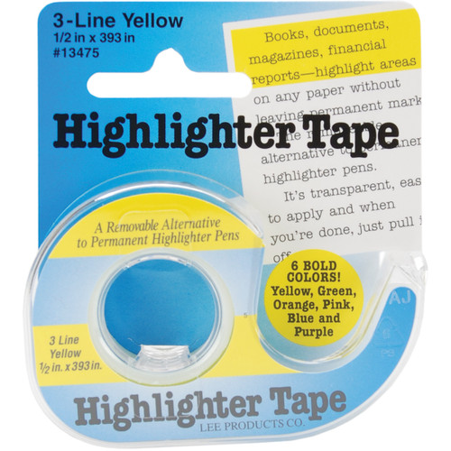 Lee Products Highlighter Tape .5"X393"-Yellow 134-75 - 084417134756