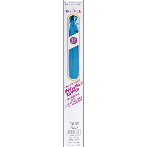 Coats Invisible Zipper 12" To 14"-Rocket Blue - F84 14-171 - 073650827181