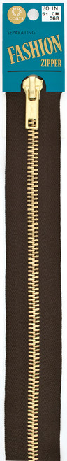 Coats Fashion Metal Brass Separating Zipper 18"-Cloister Brown - F25F 18-56B - 073650811838