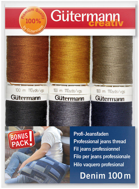Gutermann Denim Sewing Thread Set - 6 Spools-Denim - 731144-1 - 40293944796634029394479663