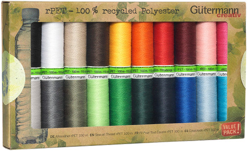 Gutermann rPET Polyester Sew-All Thread Set 20 Spools-Popular -731139-1 - 4029394648236