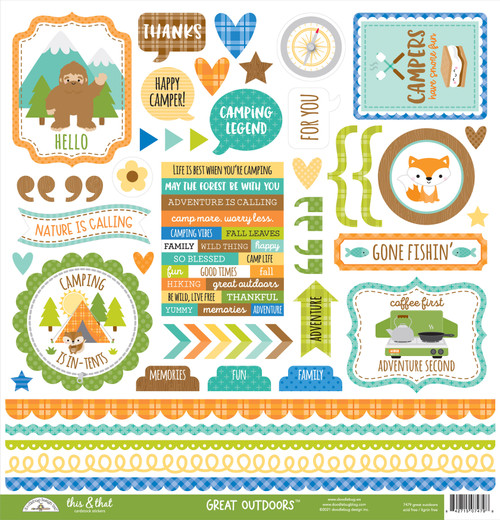3 Pack Doodlebug This & That Cardstock Stickers 12"X12"-Great Outdoors ST7479 - 842715074798