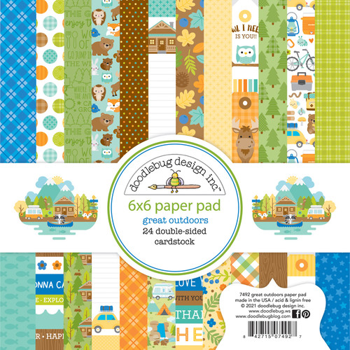 2 Pack Doodlebug Double-Sided Paper Pad 6"X6" 24/Pkg-Great Outdoors, 12 Designs/2 Each DB7492 - 842715074927