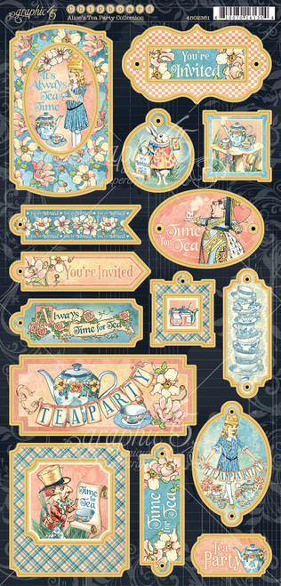Alice's Tea Party Chipboard Die-Cuts 6"X12" SheetG4502361 - 810070161354