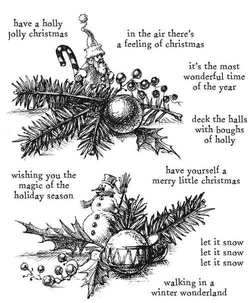 Tim Holtz Cling Stamps 7"X8.5"-Cozy Christmas - CMS444 - 793888454408