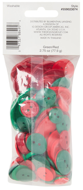 Blumenthal Favorite Findings Big Bag Of Buttons-Red & Green Rounds 59023074