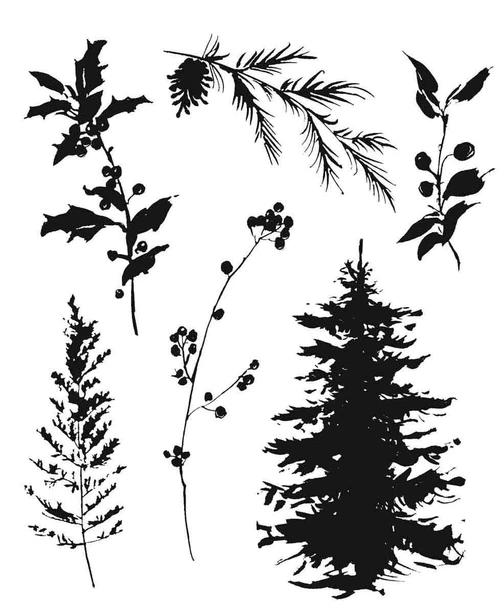 Tim Holtz Cling Stamps 7"X8.5"-Winter Watercolor 2 - CMS-443 - 793888454309