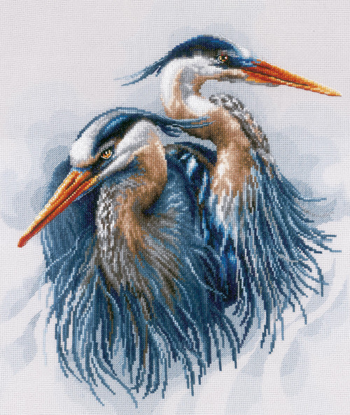 LanArte Counted Cross Stitch Kit 14.4"X17.2"-Great Blue Herons (14 Count) V0185890