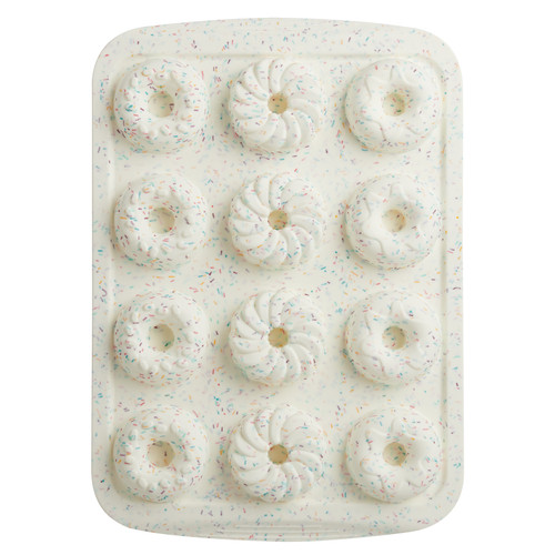 Trudeau Decorated Donut Pan-White Confetti/Fuchsia, 12 Cavity 05120071