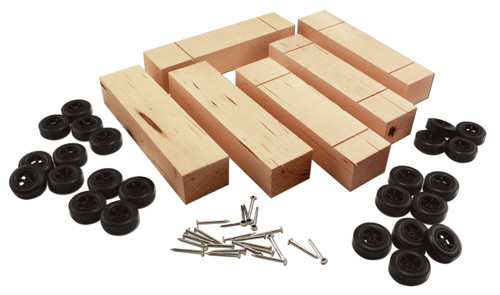 Pine Car Derby Basic Blocks With Wheels And Axels 6/Pkg- - P4051 - 724771040514