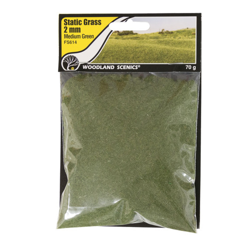 3 Pack Woodland Scenics Static Grass 2mm-Medium Green -FS614 - 724771006145