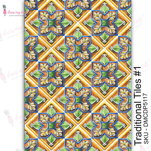 Dress My Craft Transfer Me Sheet A4-Traditional Tiles #1 DMCD5117