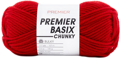 Premier Basix Chunky Yarn-Deep Red - 1145-12 - 847652094328