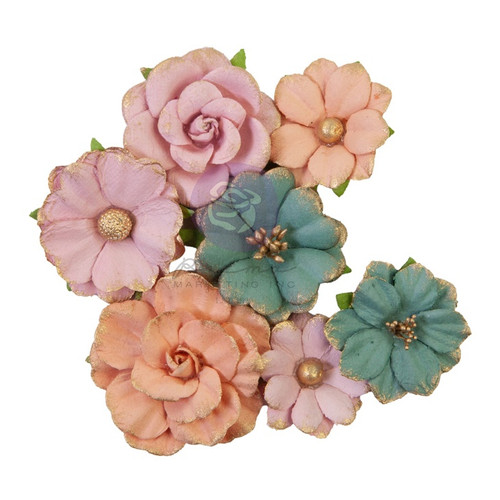 3 Pack Prima Marketing Mulberry Paper Flowers-Powerful/Indigo FG658854 - 655350658854