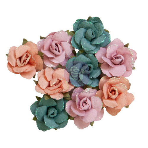 3 Pack Prima Marketing Mulberry Paper Flowers-Majestic/Indigo FG658892 - 655350658892