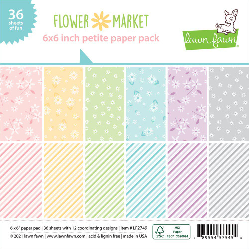 3 Pack Lawn Fawn Single-Sided Petite Paper Pack 6"X6" 36/Pkg-Flower Market, 12 Designs LF2749 - 789554575454