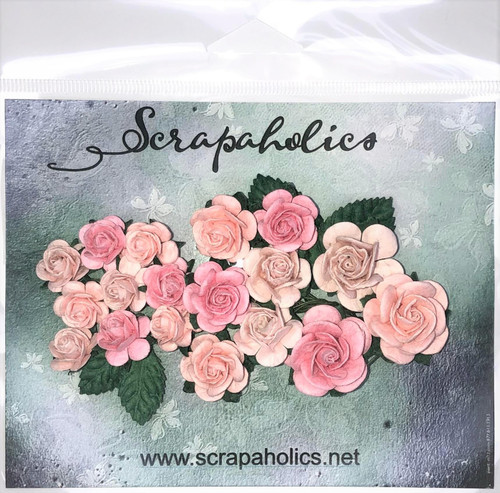 3 Pack Scrapaholics Mulberry Paper Flowers-Pink Flutter S88686 - 745808288686