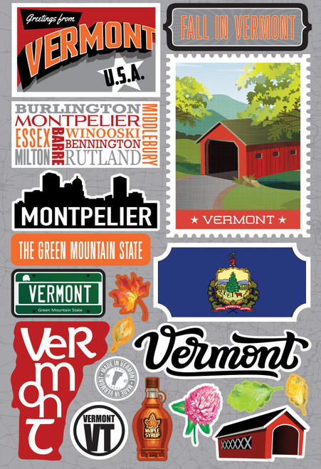 3 Pack - Reminisce Jet Setters 3.0 Dimensional Stickers-Vermont - JET-044 - 810040176173 3 Pack - Reminisce Jet Setters 3.0 Dimensional Stickers-Vermont - JET-044 - 810040176173