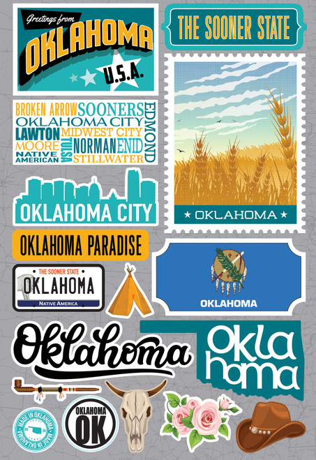 3 Pack Reminisce Jet Setters 3.0 State Dimensional Stickers-Oklahoma JET-035 - 810040176081