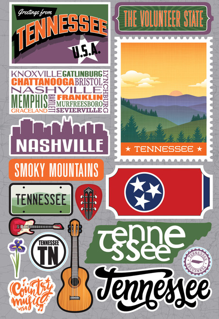 3 Pack - Reminisce Jet Setters 3.0 Dimensional Stickers-Tennessee - JET-041 - 810040176142