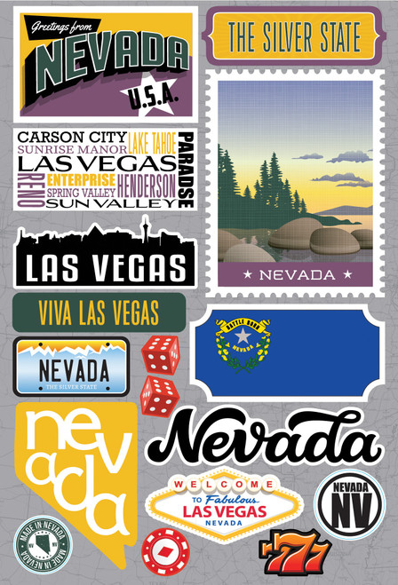 3 Pack Reminisce Jet Setters 3.0 State Dimensional Stickers-Nevada JET-027 - 810040176005