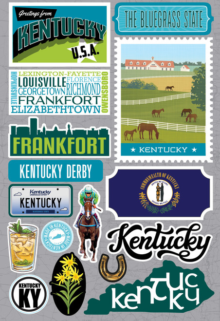 3 Pack - Reminisce Jet Setters 3.0 Dimensional Stickers-Kentucky - JET-016 - 810040175893 3 Pack - Reminisce Jet Setters 3.0 Dimensional Stickers-Kentucky - JET-016 - 810040175893