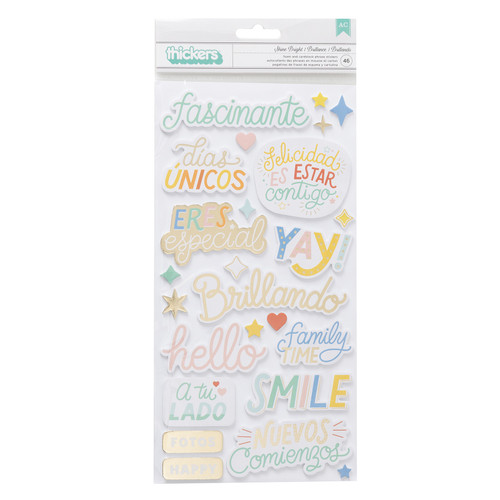 3 Pack - Obed Marshall Especial Thickers Stickers 46/Pkg-Shine Bright Phrase W/Gold Foil - OM003872 - 718813910491