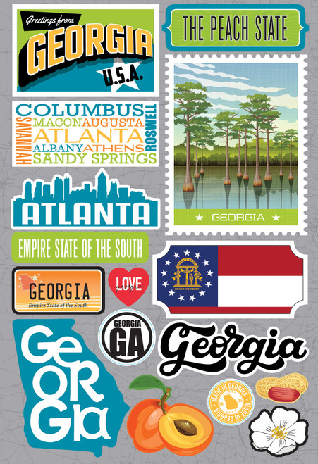 3 Pack Reminisce Jet Setters 3.0 State Dimensional Stickers-Georgia JET-009 - 810040175824