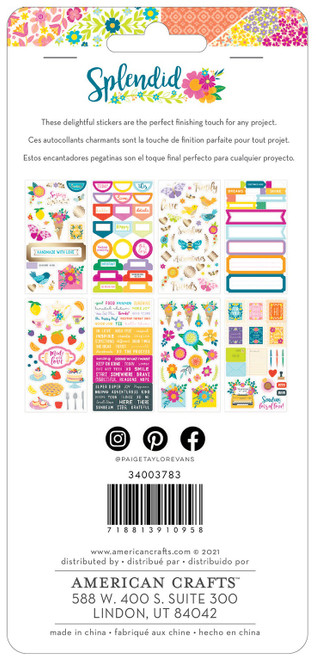 3 Pack Paige Evans Splendid Sticker Book-W/Gold Foil Accents, 221/Pkg PE003783