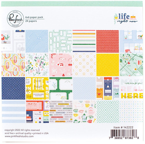 2 Pack PinkFresh Studio Double-Sided Paper Pack 6"X6" 24/Pkg-Life Right Now PFLI2222 - 736952873828