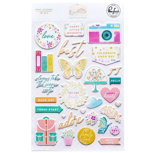 3 Pack PinkFresh Puffy Stickers-Happy Heart PFHP7422 - 736952873330