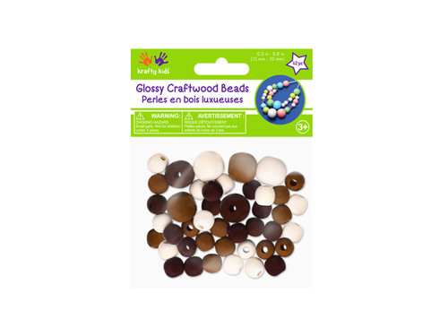 6 Pack Craft Medley Gloss Wood Beads 42/Pkg-Macrame CW335-F - 775749258837