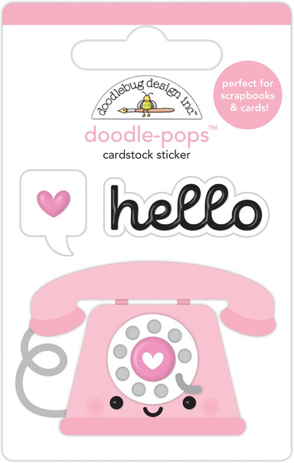 6 Pack Doodlebug Doodle-Pops 3D Stickers-Hello Love DP7558 - 842715075580