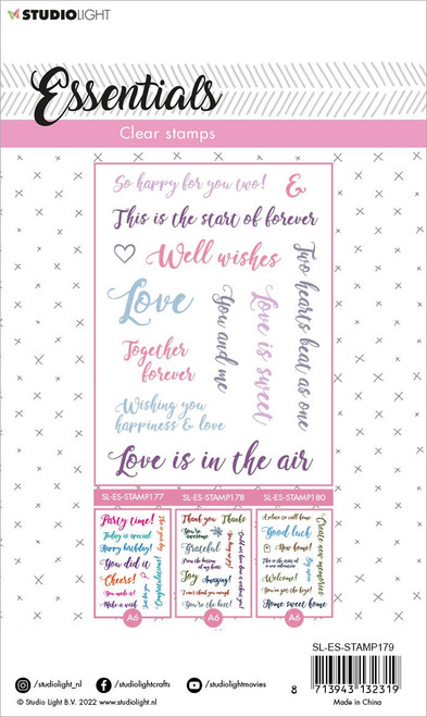 2 Pack Studio Light Essentials Clear Stamps-Nr. 179, Sentiments/Wishes Love STAMP179 - 87139431323198713943132319