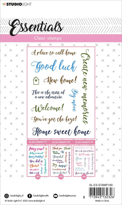 2 Pack - Studio Light Essentials Clear Stamps-Nr. 180, Sentiments/Wishes - Home - STAMP180 - 87139431323268713943132326
