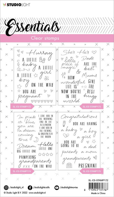 2 Pack Studio Light Essentials Clear Stamp-Nr. 172, Hurray Sentiments STAMP172 - 8713943131787