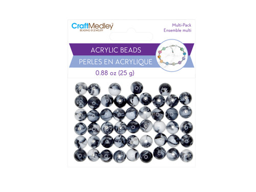 6 Pack Craft Medley Acrylic Bead Set 10mm-Marble Classic BD489-B - 775749261295