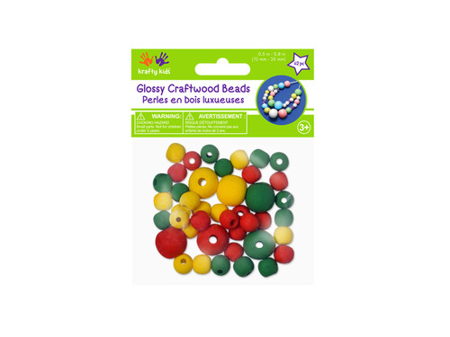 6 Pack Craft Medley Gloss Wood Beads 42/Pkg-Tropical Blend CW335-C - 775749257458