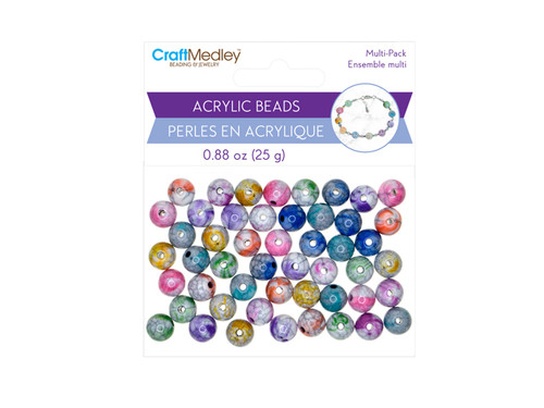 6 Pack Craft Medley Acrylic Bead Set 10mm-Marble Mix BD489-A - 775749261264