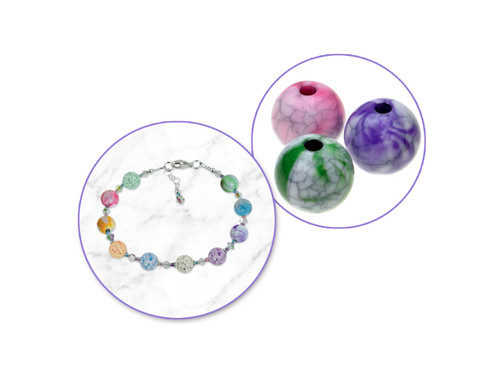 6 Pack - Craft Medley Acrylic Bead Set 10mm-Marble Mix - BD489-A
