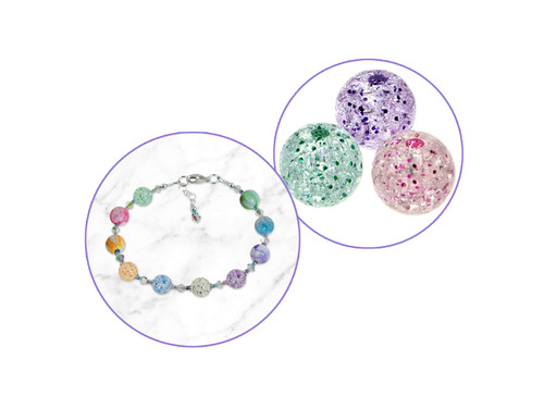 6 Pack Craft Medley Acrylic Bead Set 10mm-Crackled Glitter BD489-D