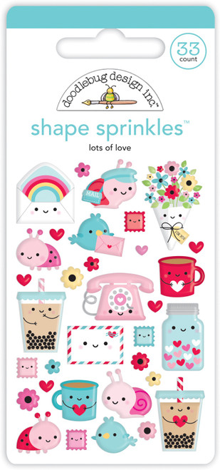 3 Pack Doodlebug Sprinkles Adhesive Enamel Shapes-Lots Of Love DS7549 - 842715075498