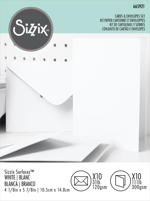 3 Pack Sizzix Surfacez Card & Envelope Pack A6 10/Pkg-White 665921 - 630454280088