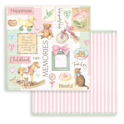 10 Pack Stamperia Double-Sided Cardstock 12"X12"-Bear & Accessories, Day Dream SBB853 - 5993110019299