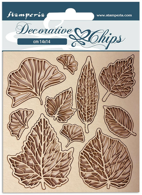 3 Pack Stamperia Decorative Chips 5.5"X5.5"-Romantic Garden House Leaves SCB123 - 5993110021650