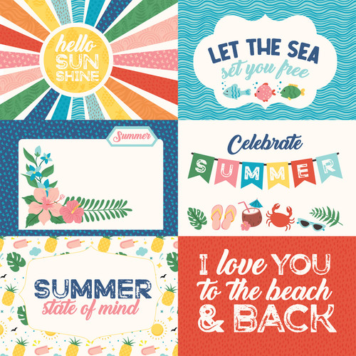 25 Pack Endless Summer Double-Sided Cardstock 12"X12"-6"X4" Journaling Cards ES274-12
